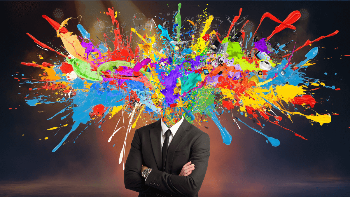 Illustration showing human creativity versus AI in the modern workplace—symbolising internal communication’s role in keeping the human edge.